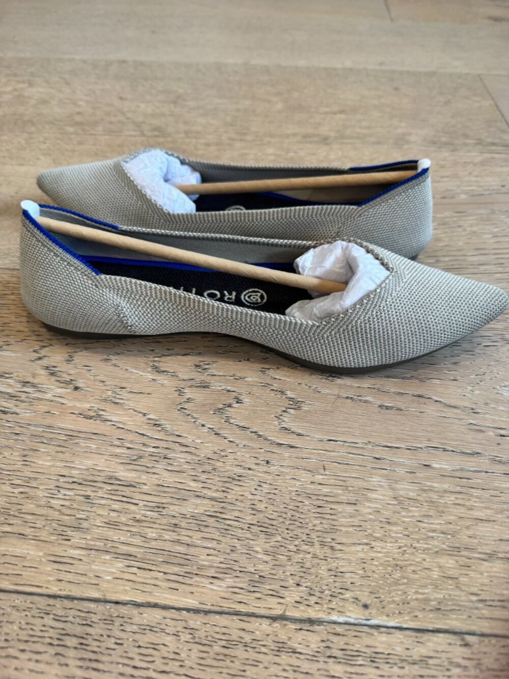Rothy’s The Point Cloud Grey Birdseye Pointed Toe Flats (Fits like 7.5) - Picture 2 of 5